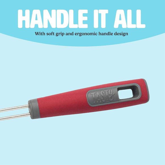 Tasty Skimmer Stainless Steel Kitchen Tool Red Comfort Grip Handle 5 Inch Round - Picture 5 of 5